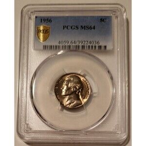 1956 Jefferson Nickel MS64 PCGS Toning